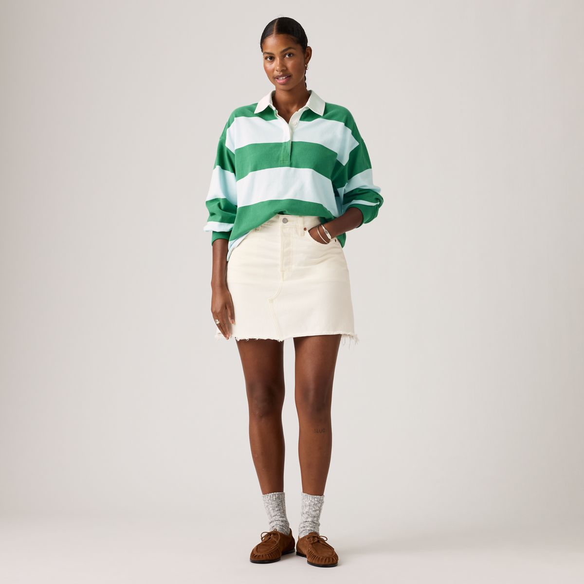 Deconstructed Skirt — Snowing In La Raw He - White
