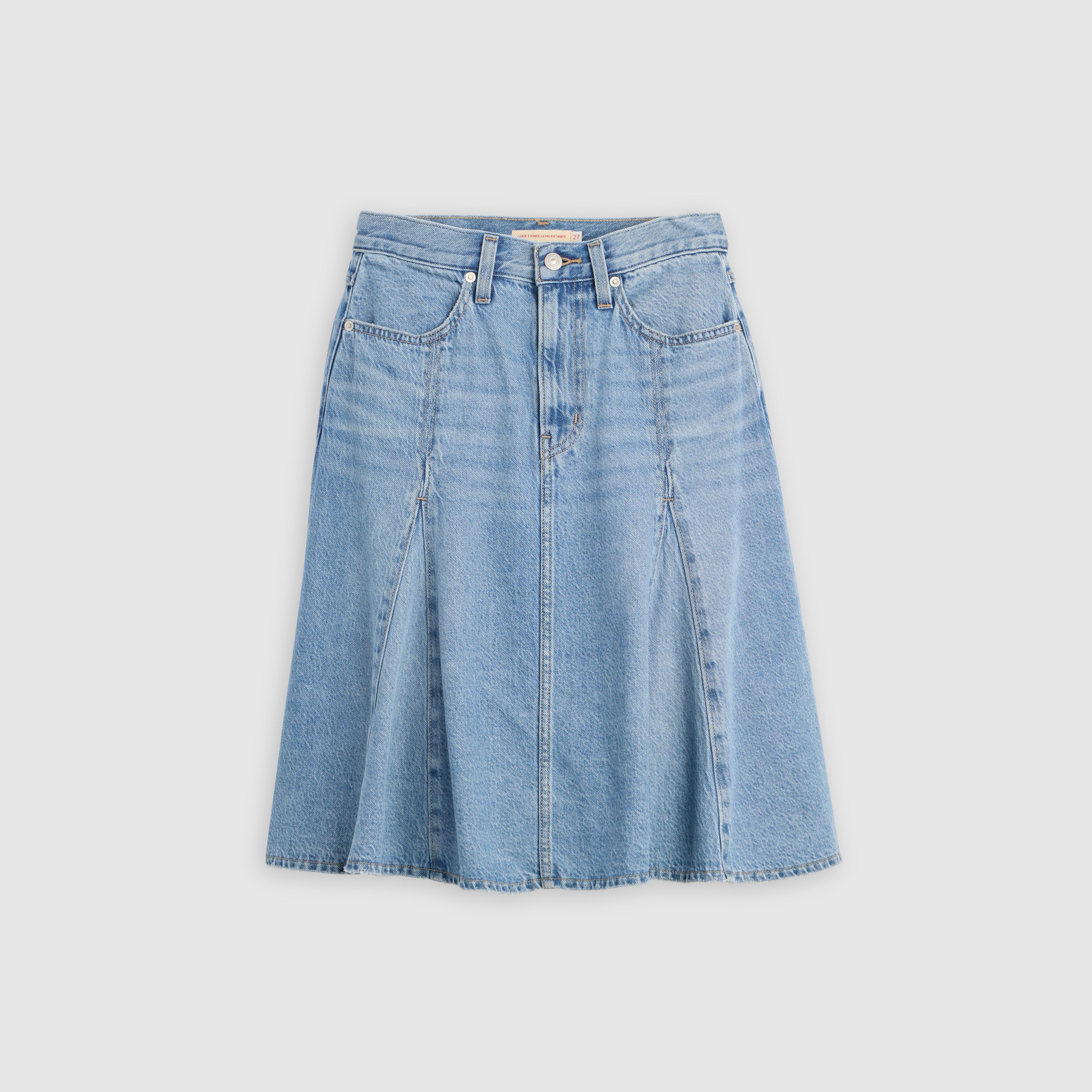 Godet Knee-Length Lightweight Skirt