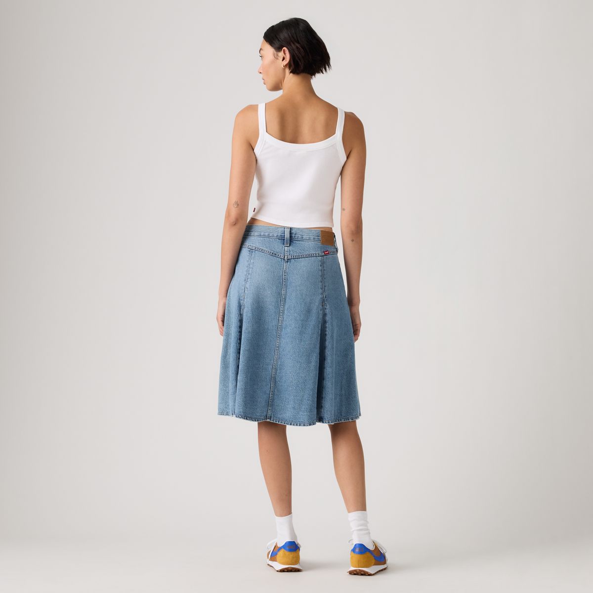 Godet Knee Length Lightweight Skirt — Good Grades - Blue