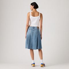 Godet Knee Length Lightweight Skirt — Good Grades - Blue 3