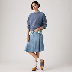 Godet Knee Length Lightweight Skirt — Good Grades - Blue 1