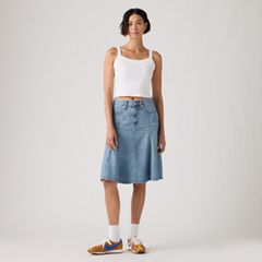 Godet Knee Length Lightweight Skirt — Good Grades - Blue 5
