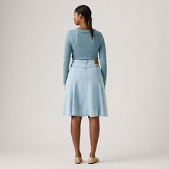 Godet Knee Length Lightweight Skirt — Pof Course Stone - Blue 3