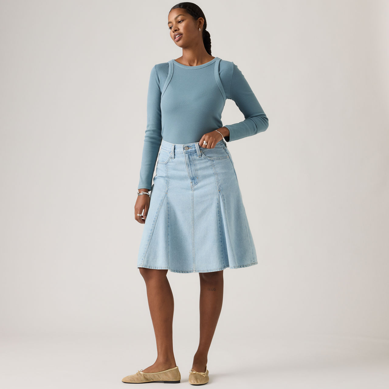 Godet Knee Length Skirt 1