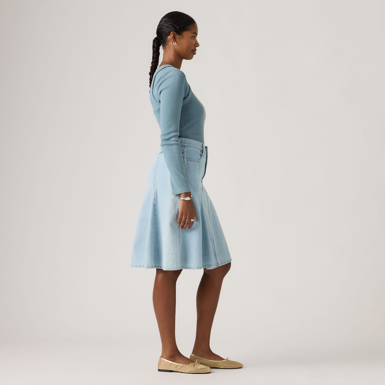 Godet Knee Length Skirt 4