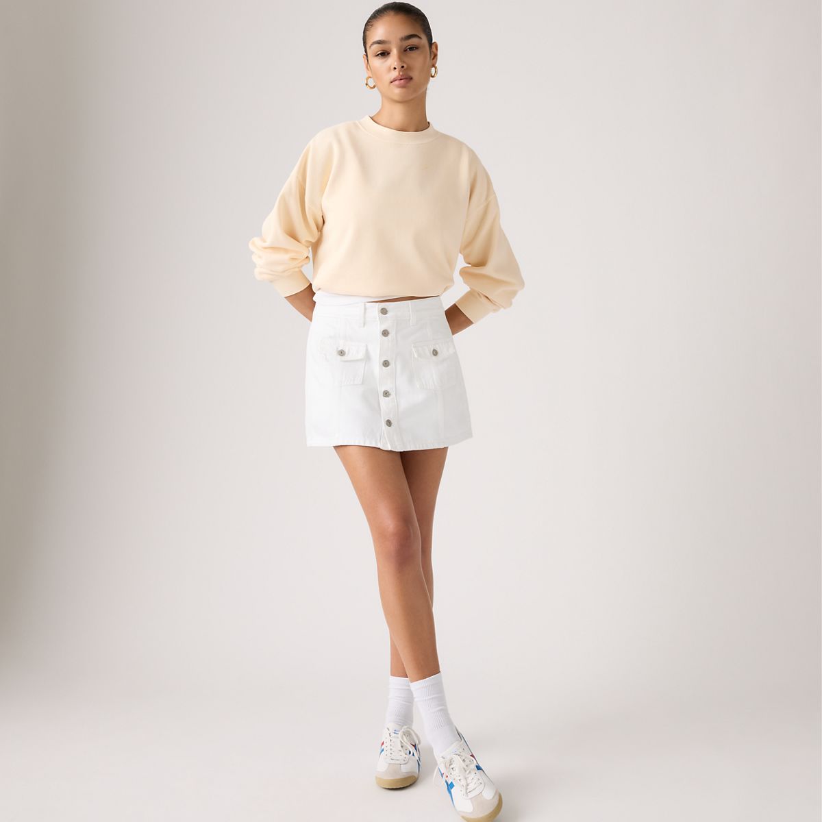 Button Front Skort — Tooth Fairy - White