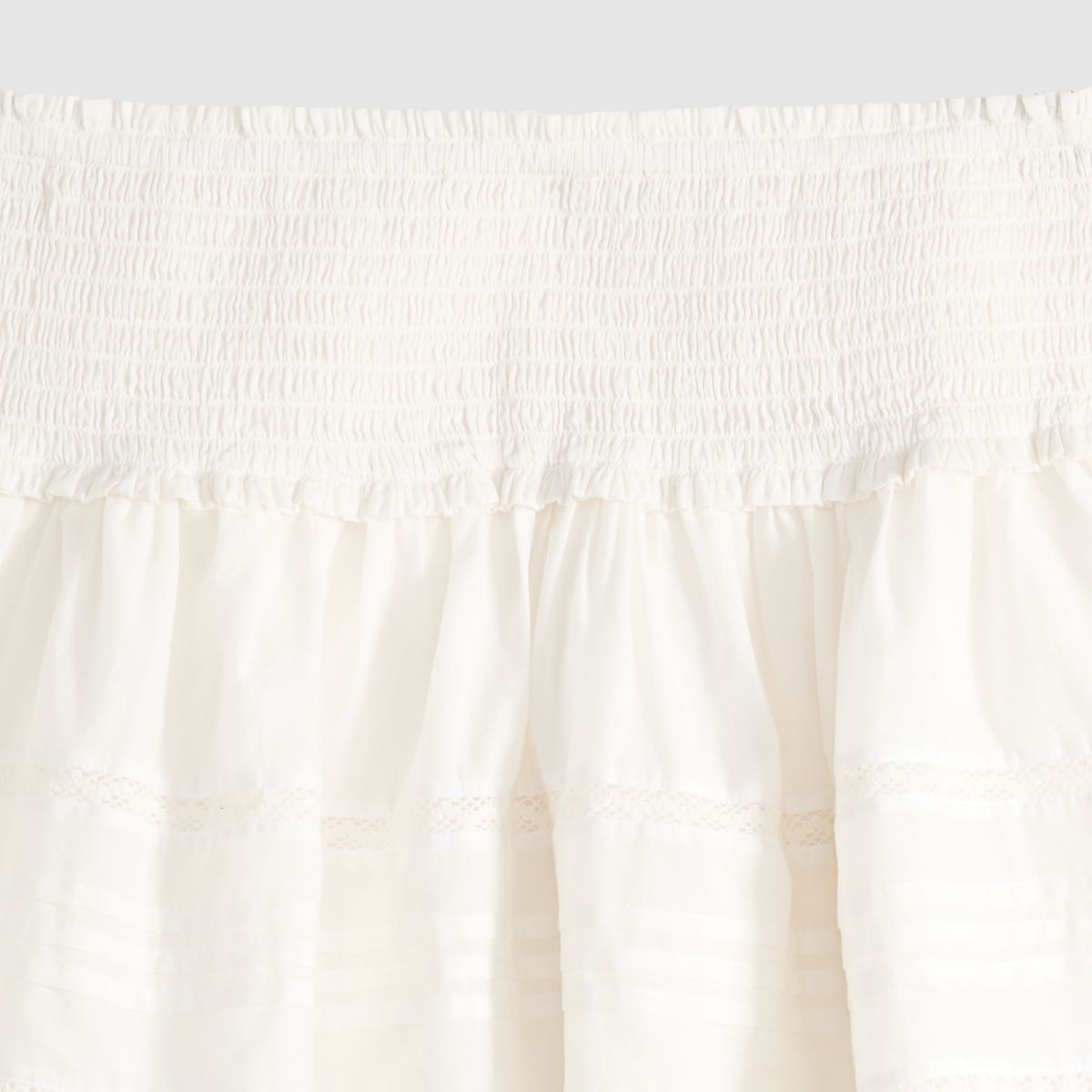 Raquel Smocked Mini Skirt — Cloud Dancer - White