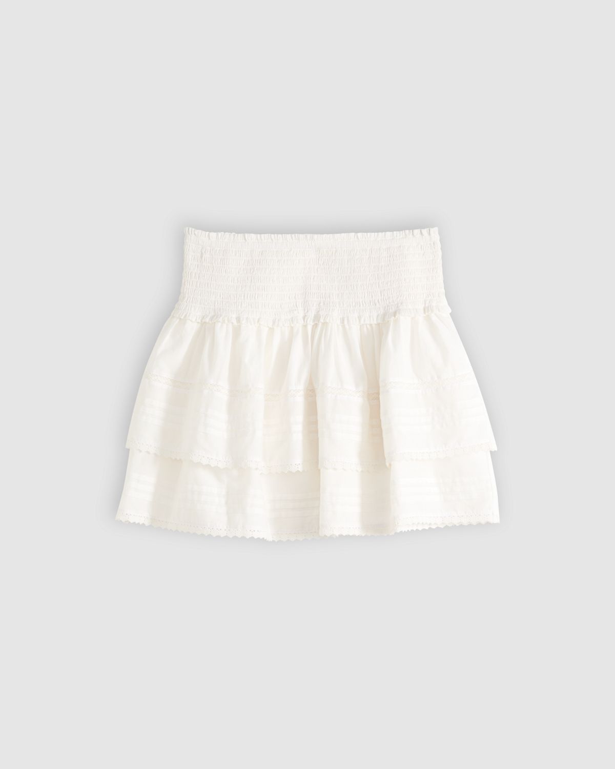Raquel Smocked Mini Skirt — Cloud Dancer - White