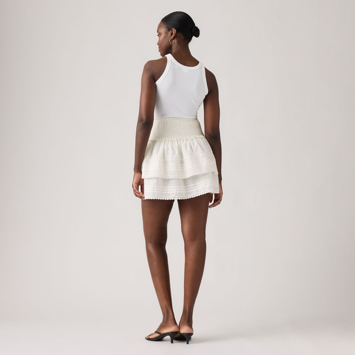 Raquel Smocked Mini Skirt — Cloud Dancer - White