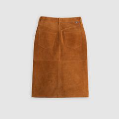 Suede Pencil Skirt — Toffee - Brown 7