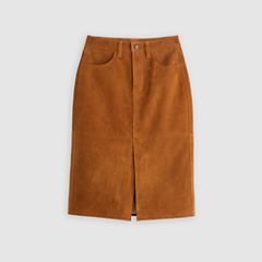 Suede Pencil Skirt — Toffee - Brown 6