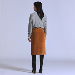Suede Pencil Skirt — Toffee - Brown 3