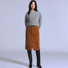 Suede Pencil Skirt — Toffee - Brown 1