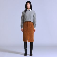 Suede Pencil Skirt — Toffee - Brown 5