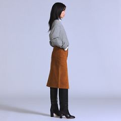 Suede Pencil Skirt — Toffee - Brown 4