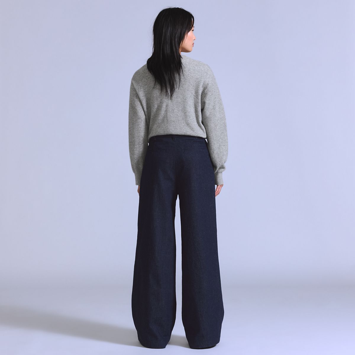 Denim Pleat Trouser — Rinse - Blue