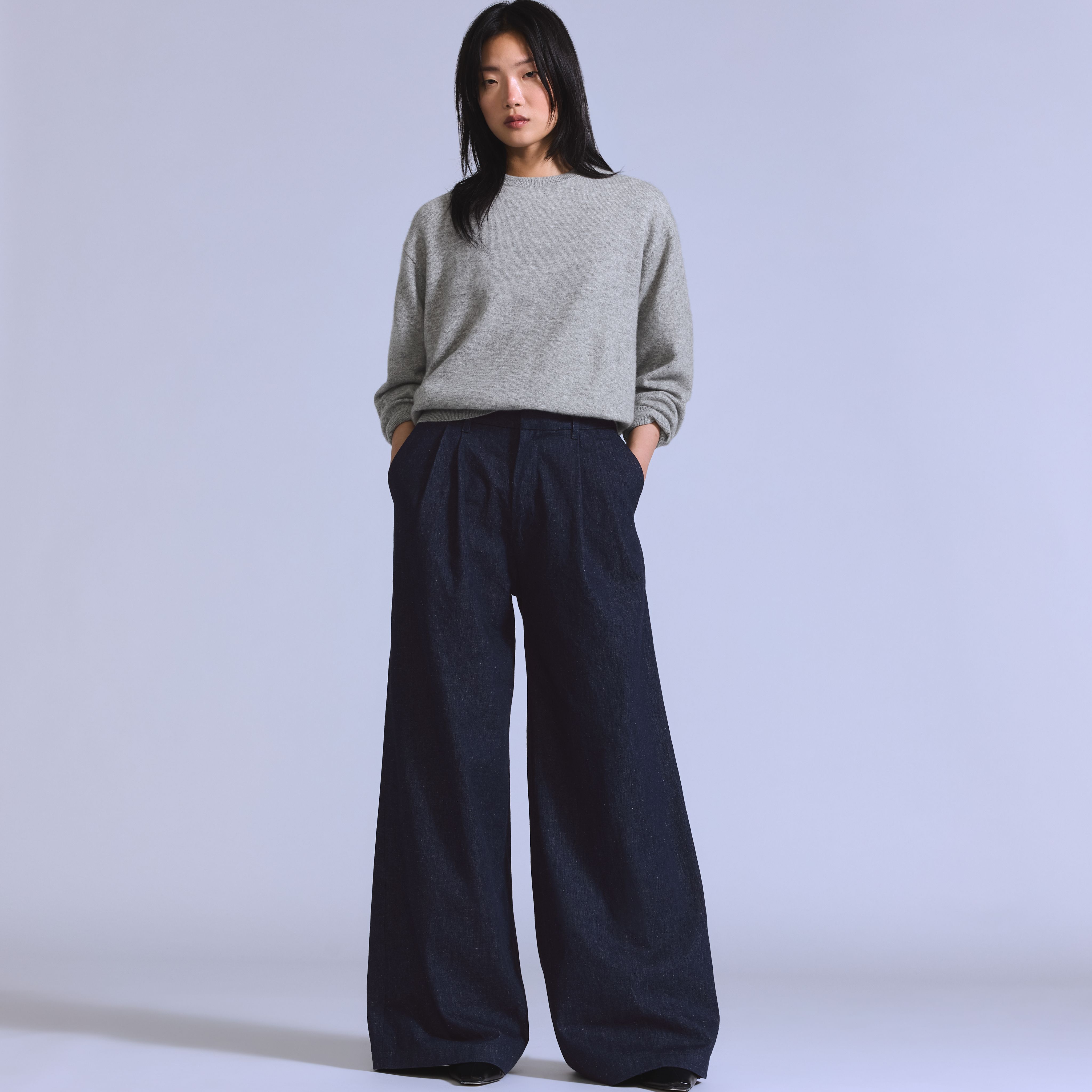 Pantalón en denim con pinzas 1