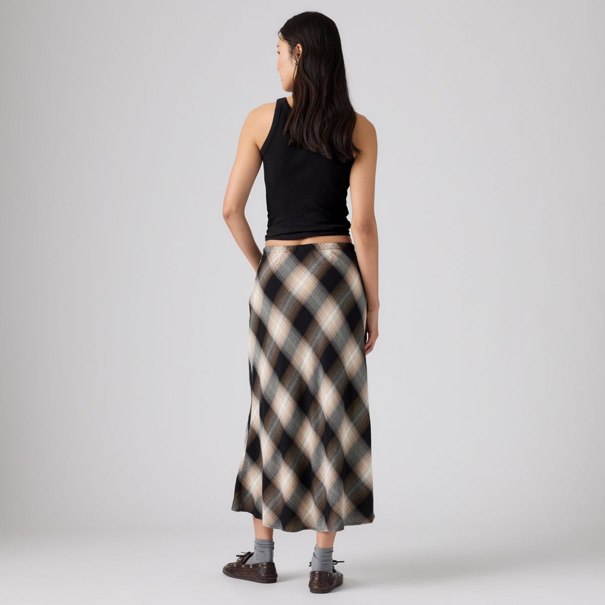Noemi Slip Midi Skirt — Anthracite Night - Brown