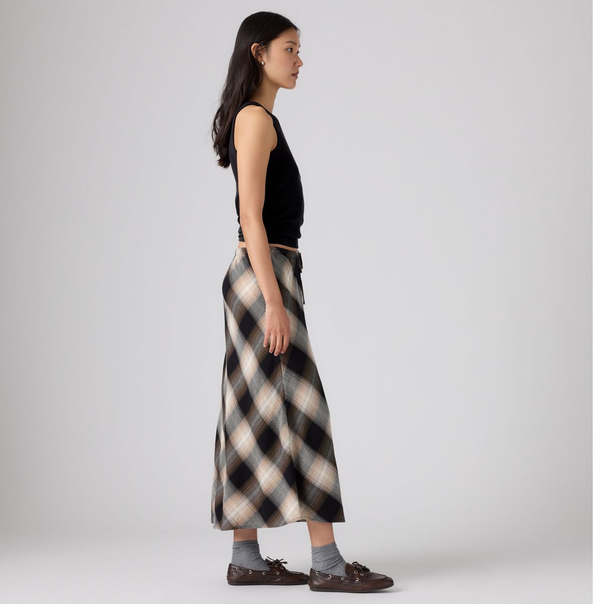 Noemi Slip Midi Skirt — Anthracite Night - Brown