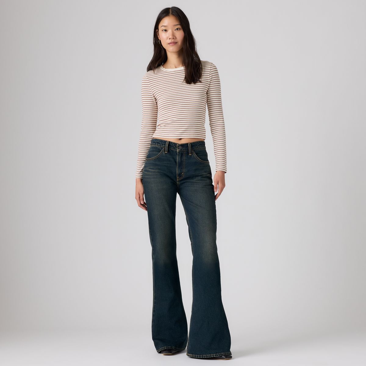 Puddle Snap Flare Women's Jeans — High Vibration - Dark Wash