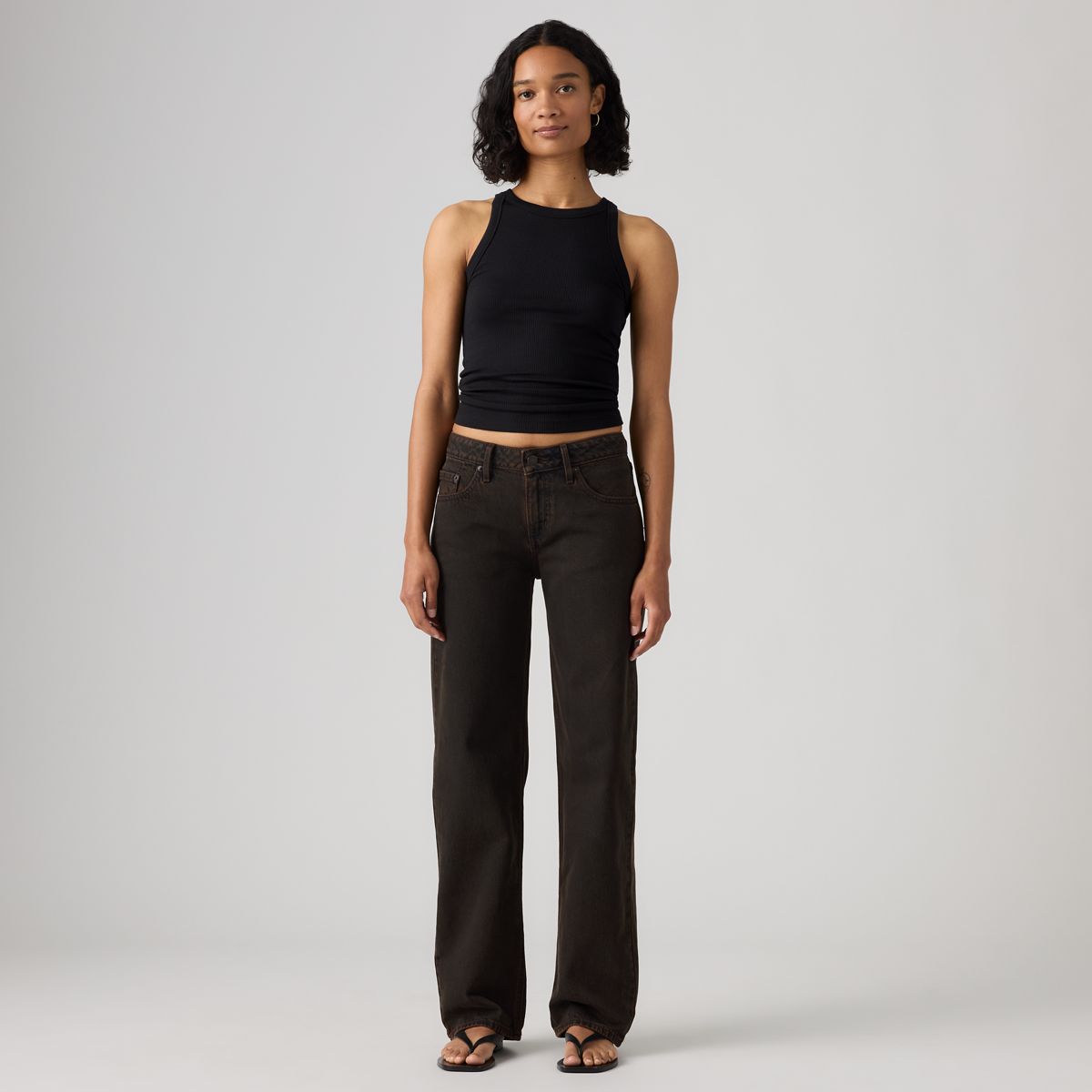 Low Straight Women's Jeans — Over A Cup - Brown