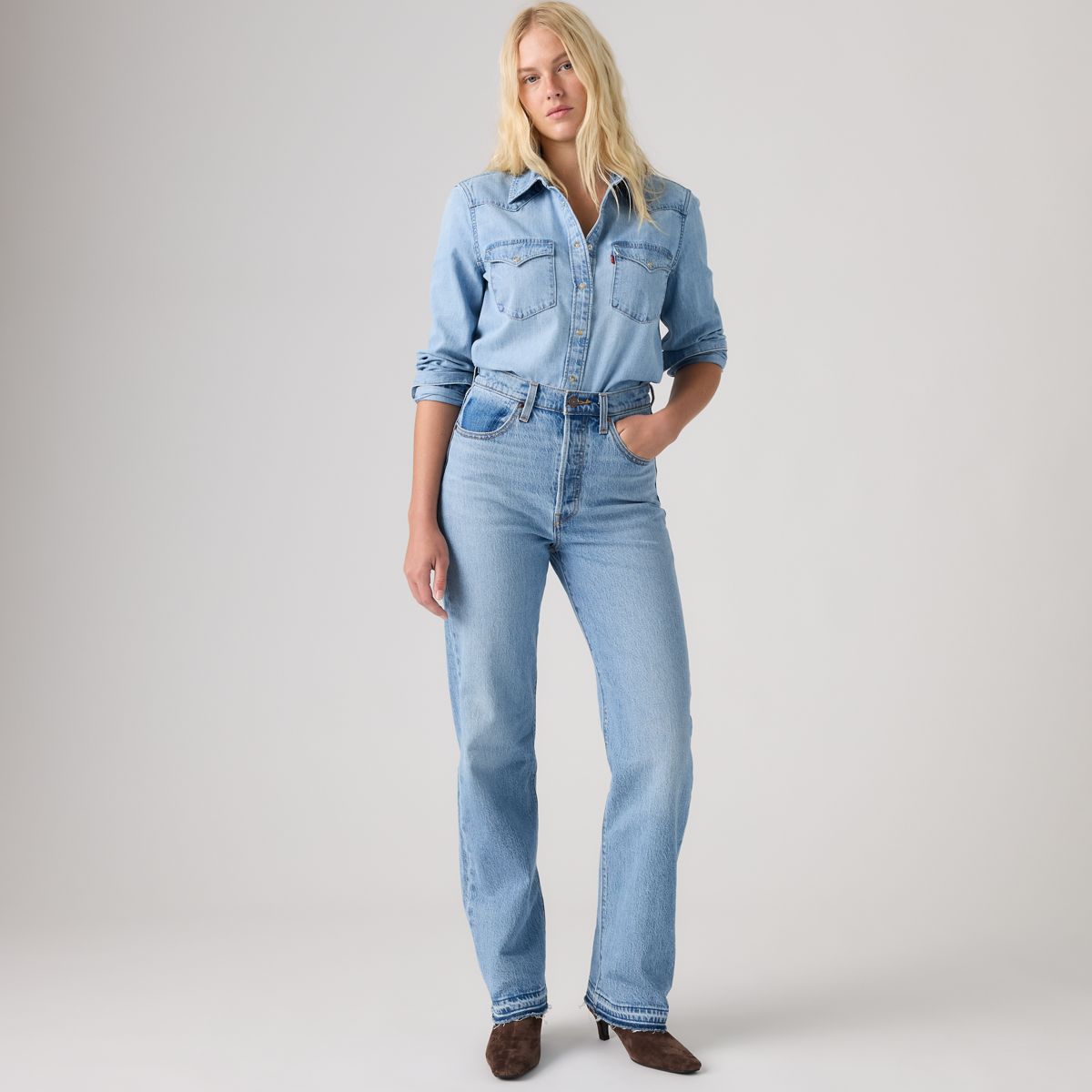 Ribcage Straight Full Length Recrafted Women's Jeans — Just One Please - Medium Wash