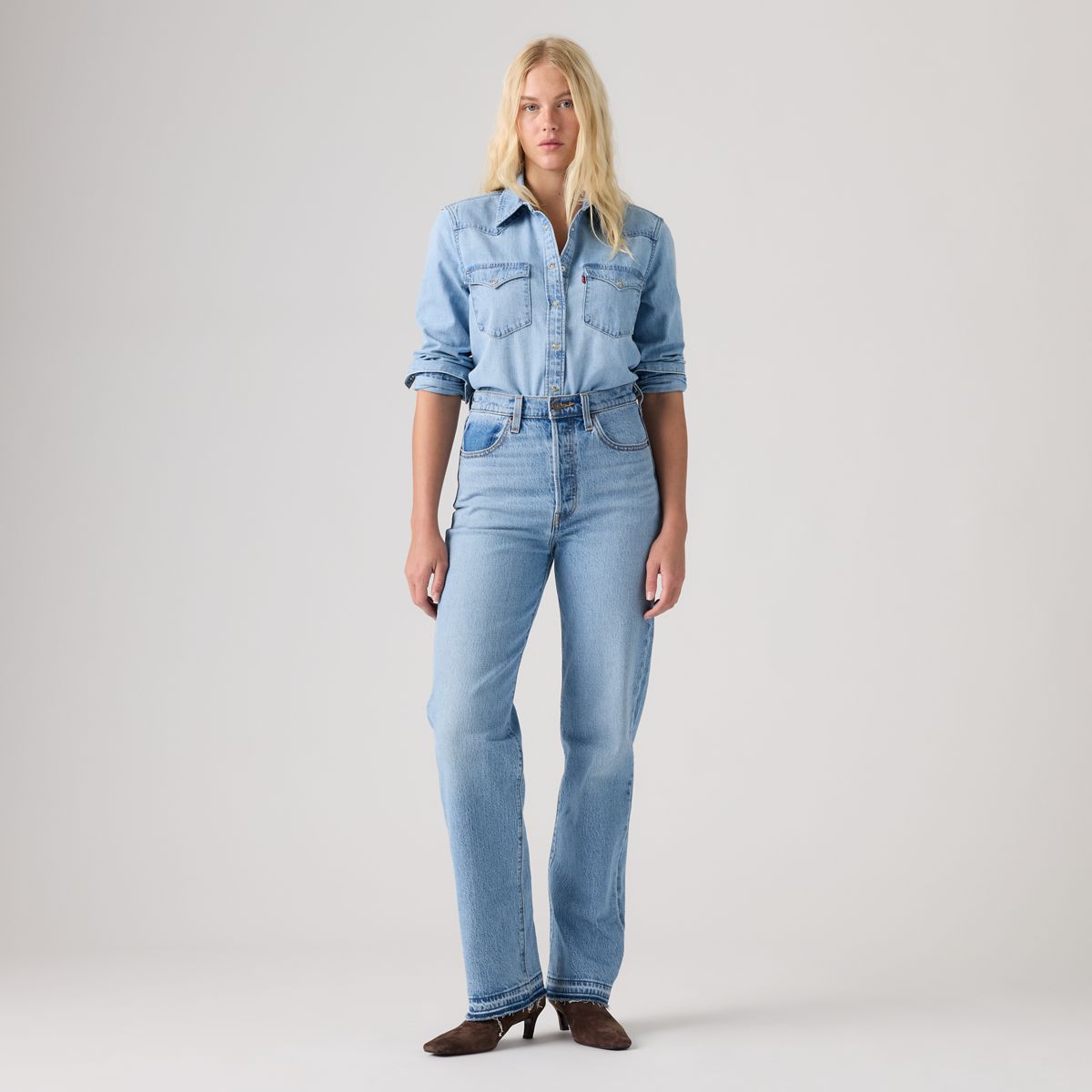Ribcage Straight Full Length Recrafted Women's Jeans — Just One Please - Medium Wash