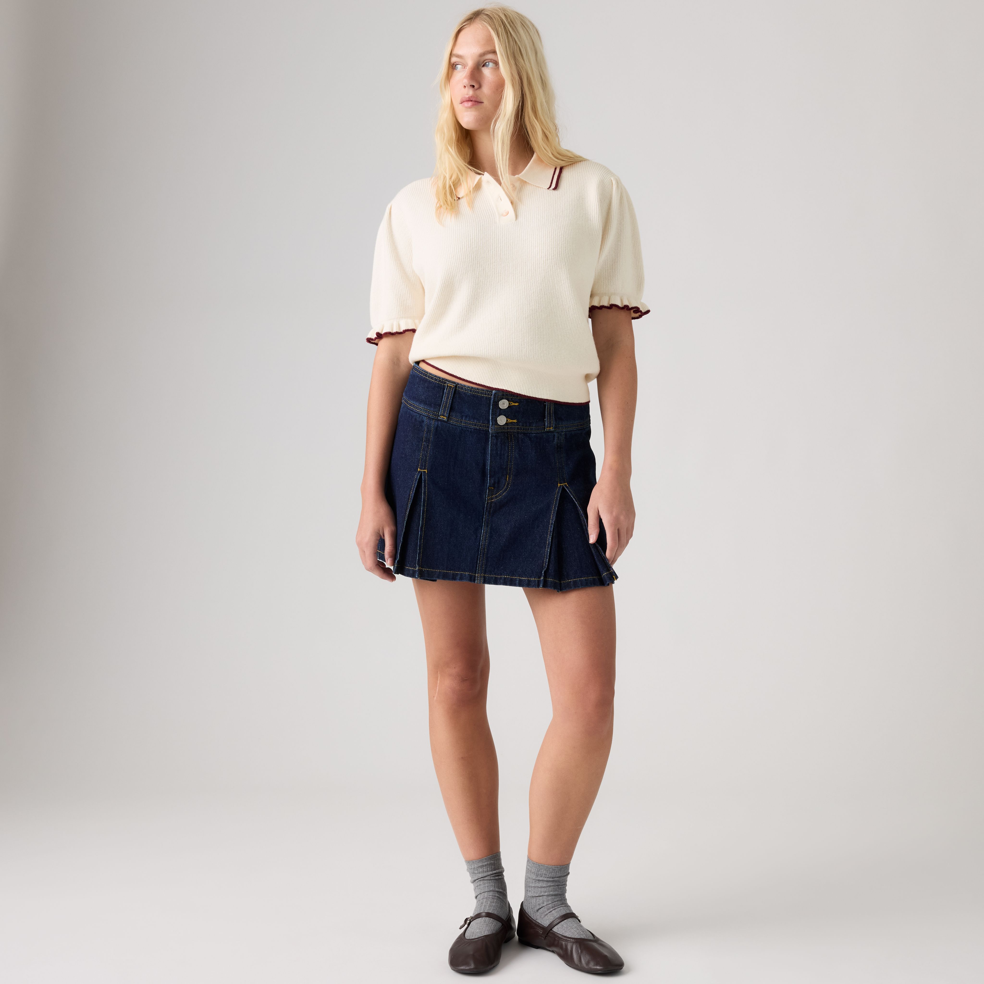 Inverted Pleat Mini Skirt 1