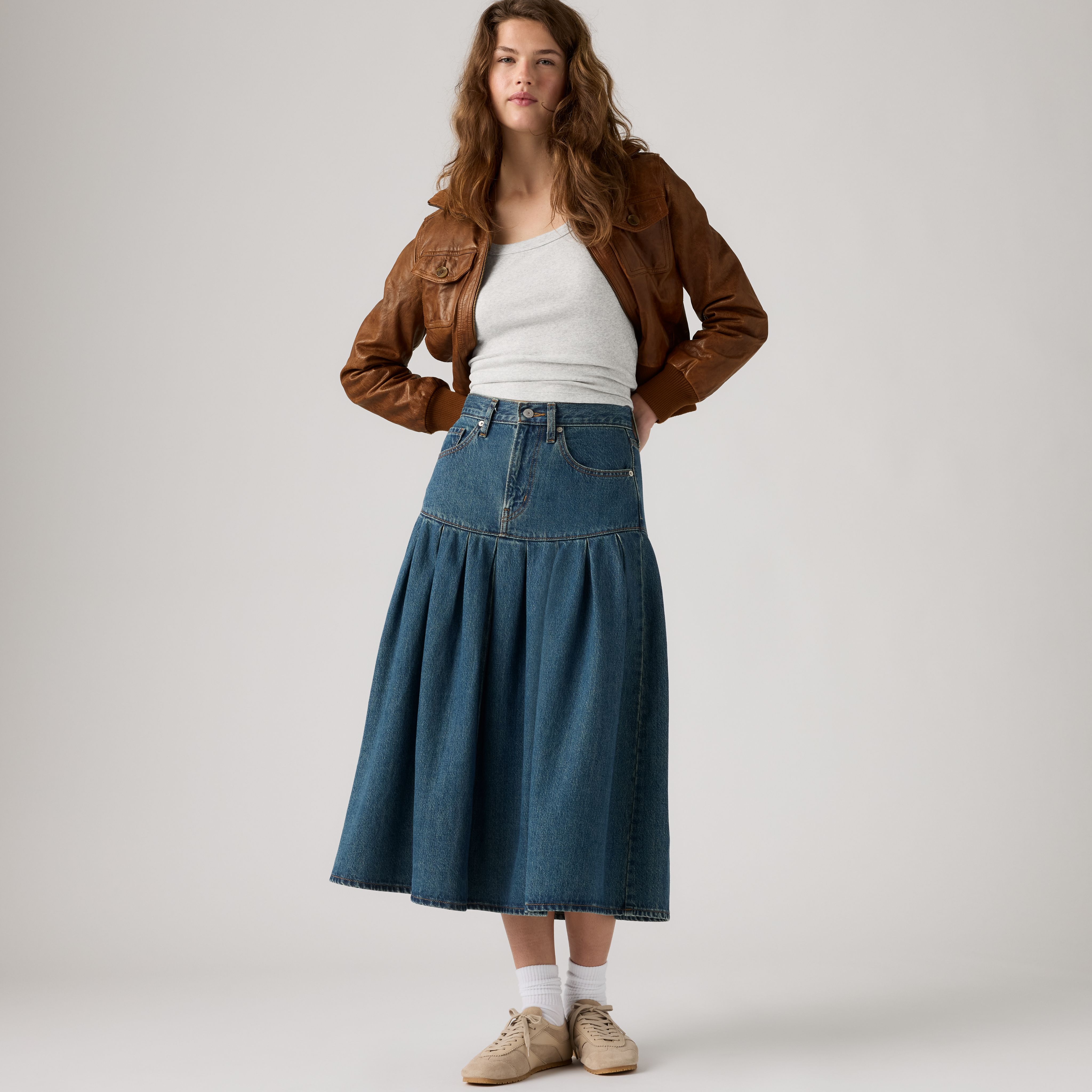 Yoked Pleated Skirt 1
