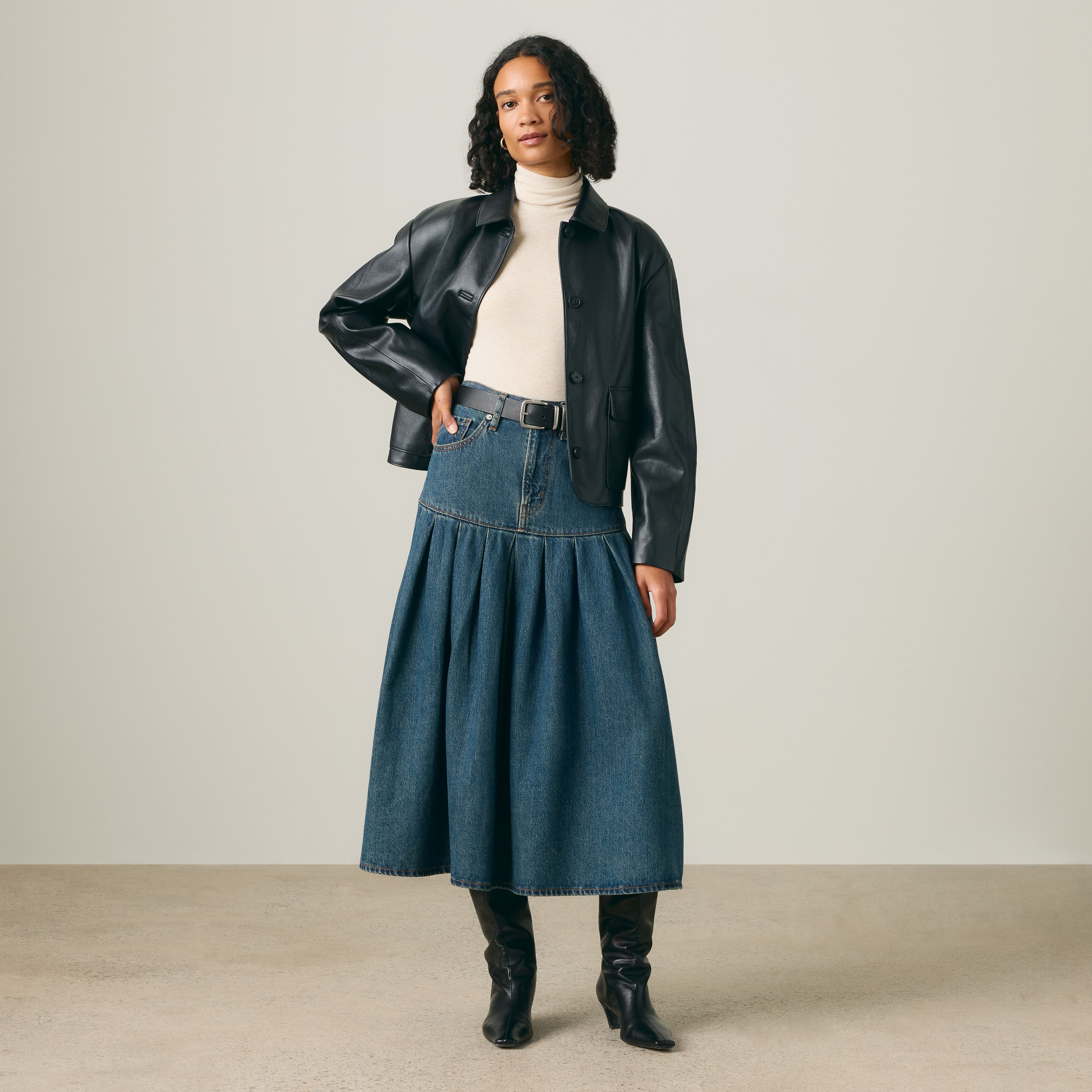 Yoked Pleated Skirt