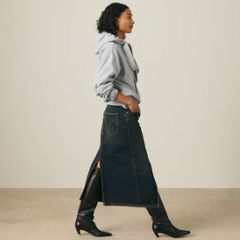 Deconstructed Slit Midi Skirt — High Vibration - Dark Wash 2