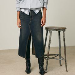 Deconstructed Slit Midi Skirt — High Vibration - Dark Wash 3