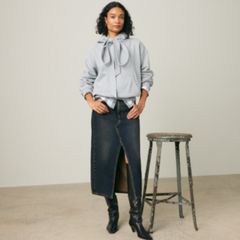 Deconstructed Slit Midi Skirt — High Vibration - Dark Wash 4