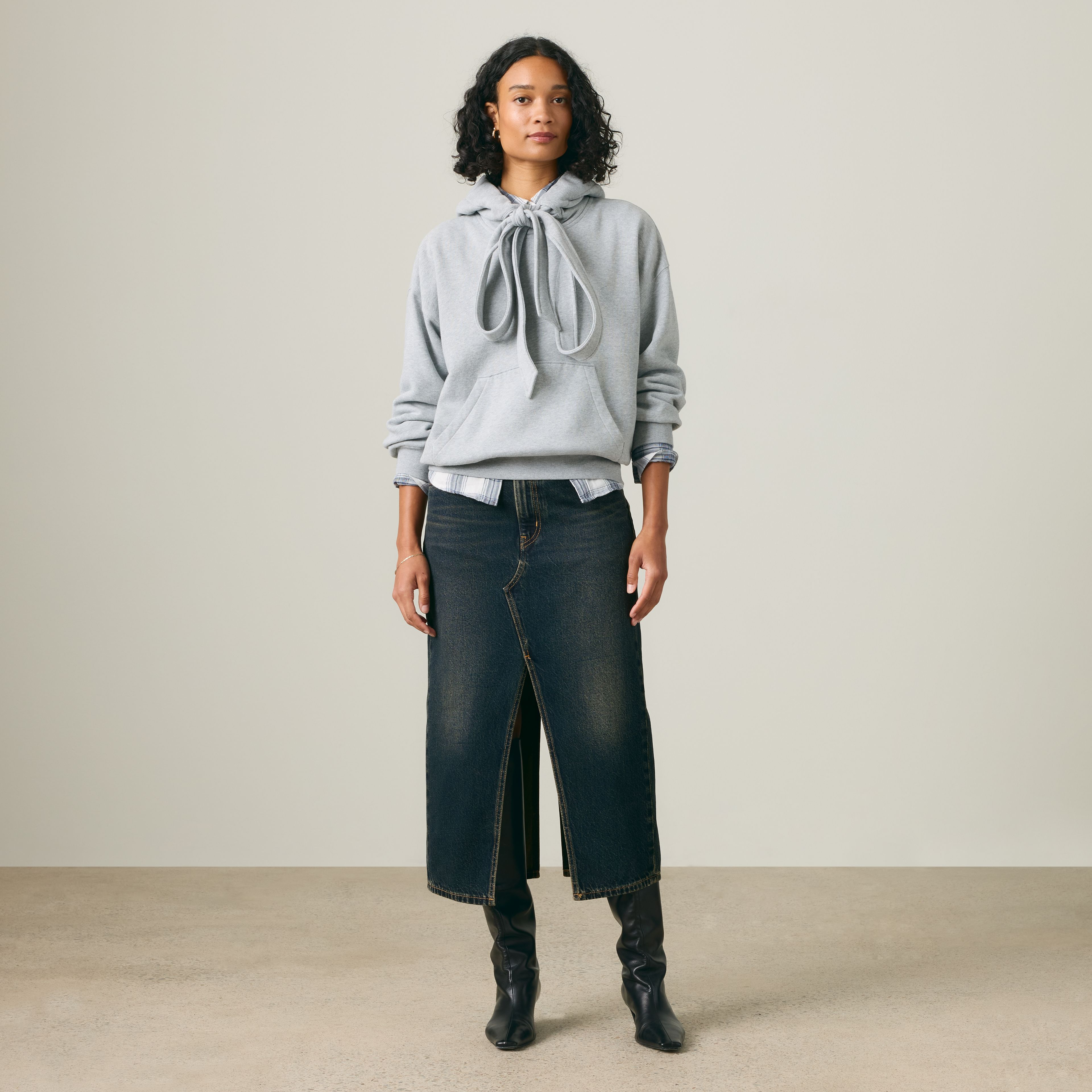 Deconstructed Slit Midi Skirt