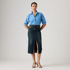 Deconstructed Slit Midi Skirt — High Vibration - Dark Wash 7