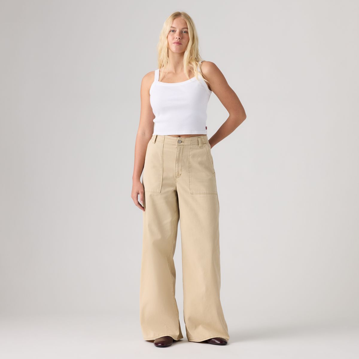 Cinch Wide-Leg Fatigue Pants — Tencel White Pepper - Tan