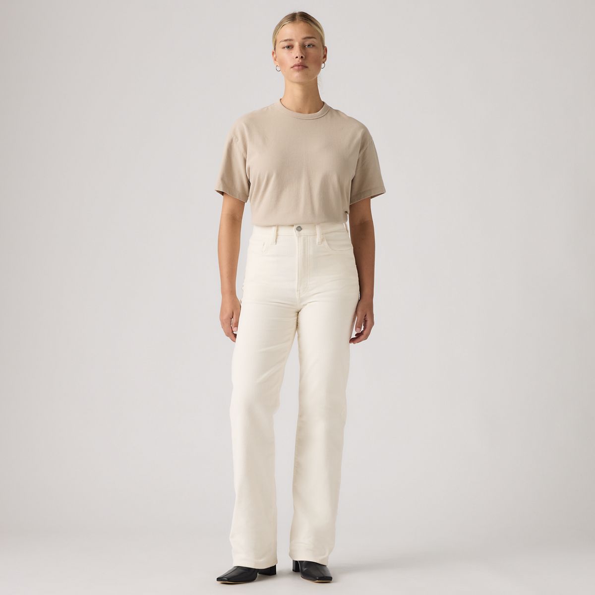Ribcage Full Length Corduroy Women's Pants — Egret - White