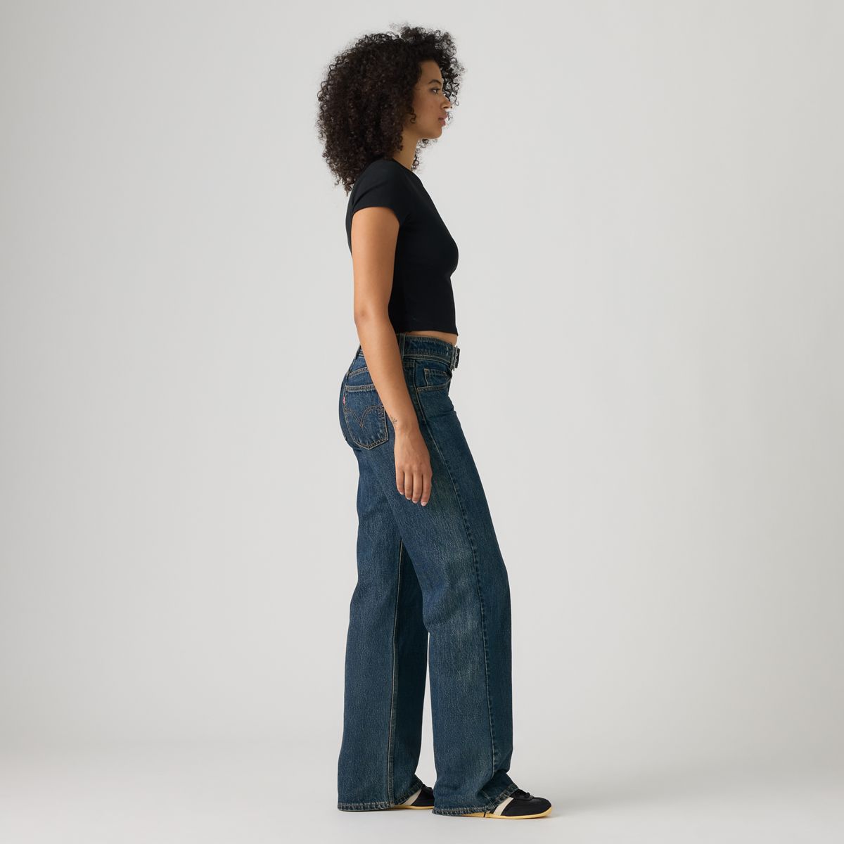 Superlow Loose Belted Women's Jeans — Silver Lode - Dark Wash