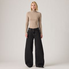 Teardrop Wide-Leg Women's Jeans — Influential Lady Stone - Black 5