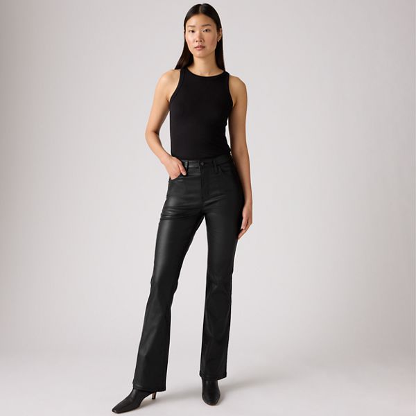 725 High-Rise Bootcut Women's Pants — Coated Caviar - Black