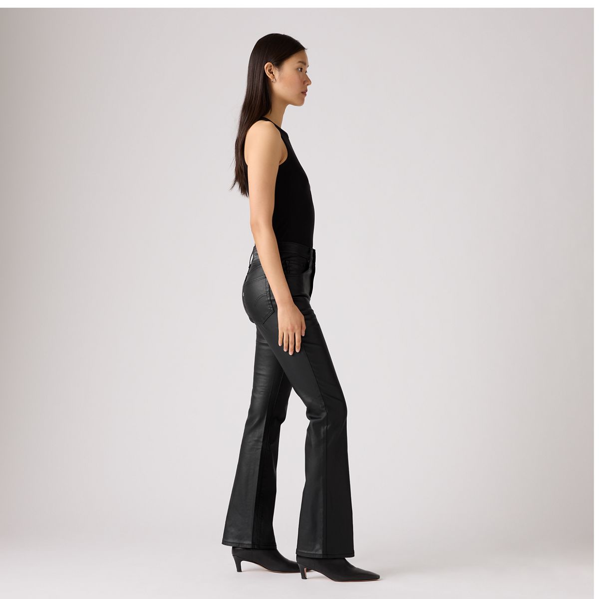 725 High-Rise Bootcut Women's Pants — Coated Caviar - Black