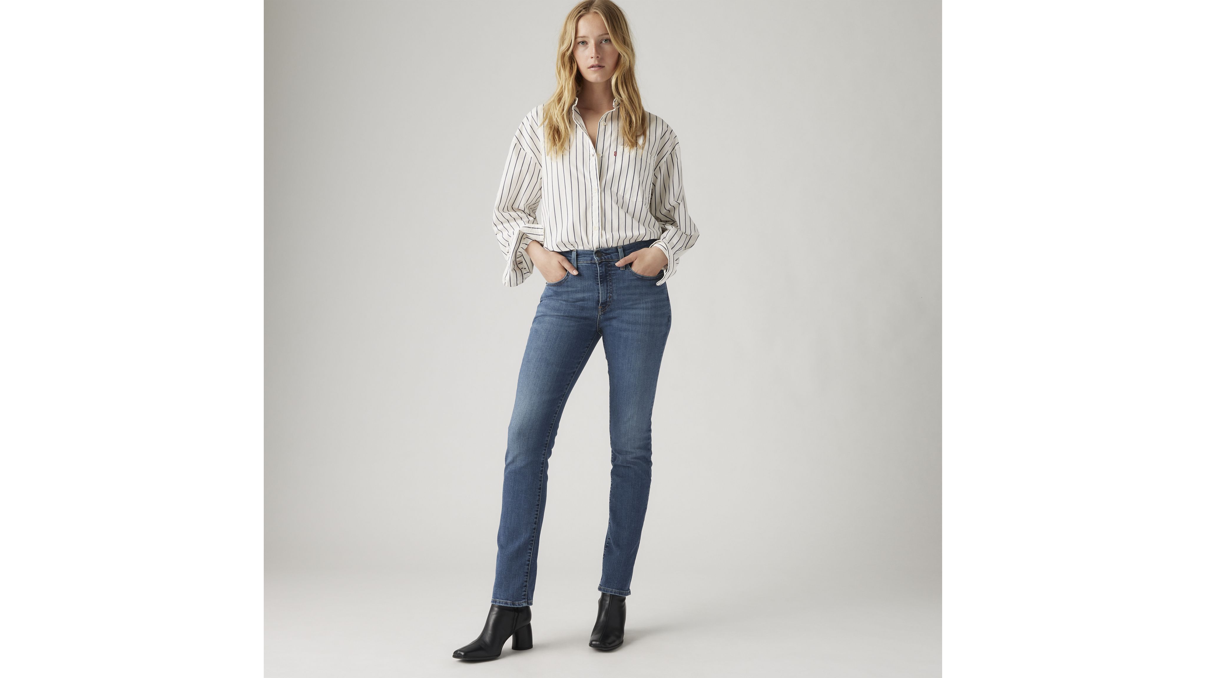 724 Jean droit taille haute pour femme 1