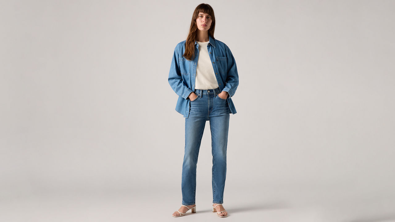 724 Jean droit taille haute pour femme 1