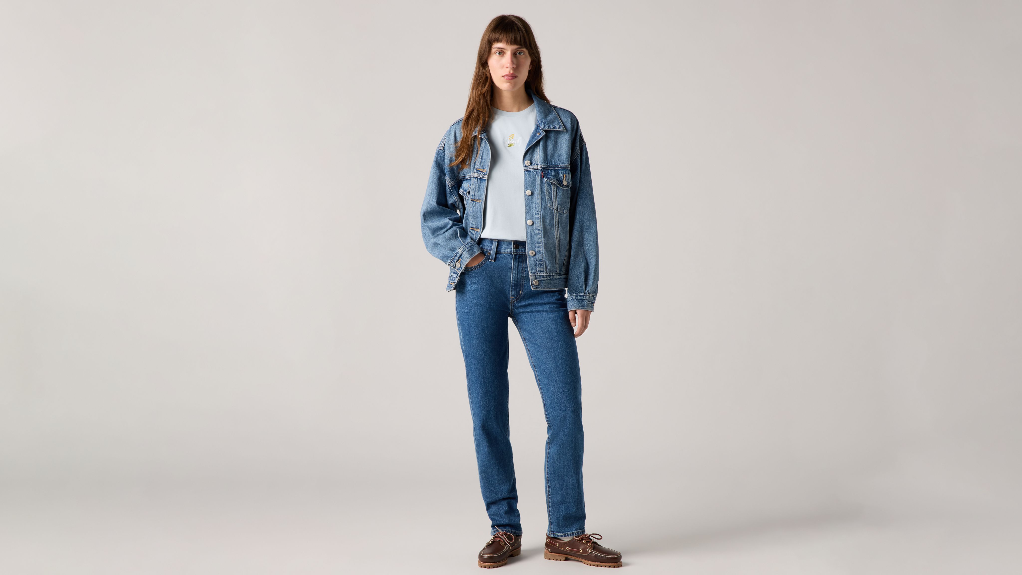 724 Jean droit taille haute pour femme 1