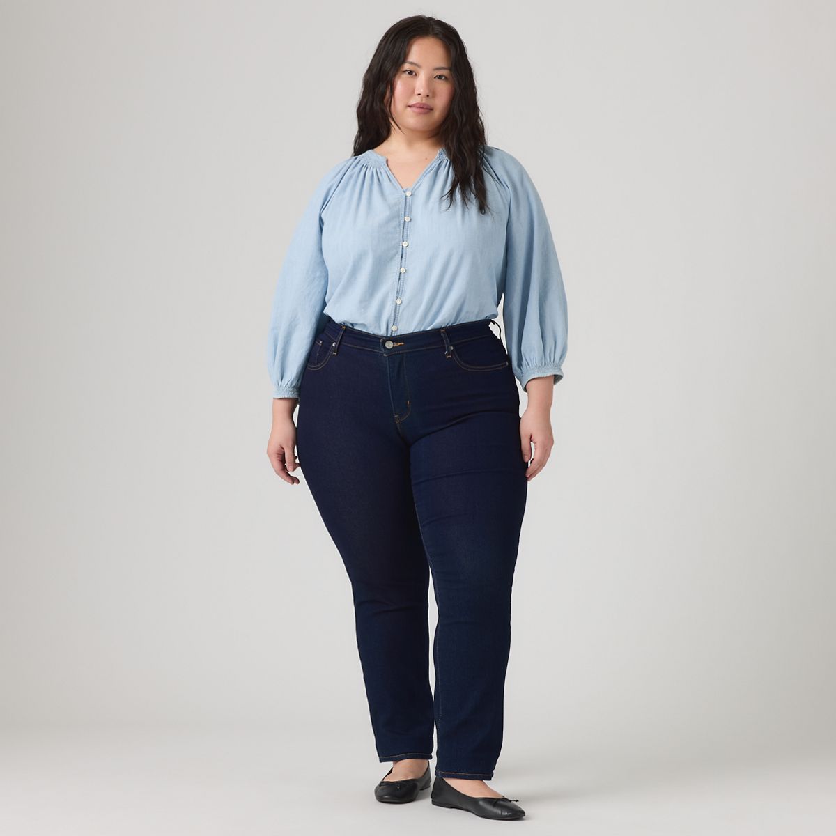 314 Shaping Straight Fit Women's Jeans (Plus Size) — Darkest Sky - Dark Wash