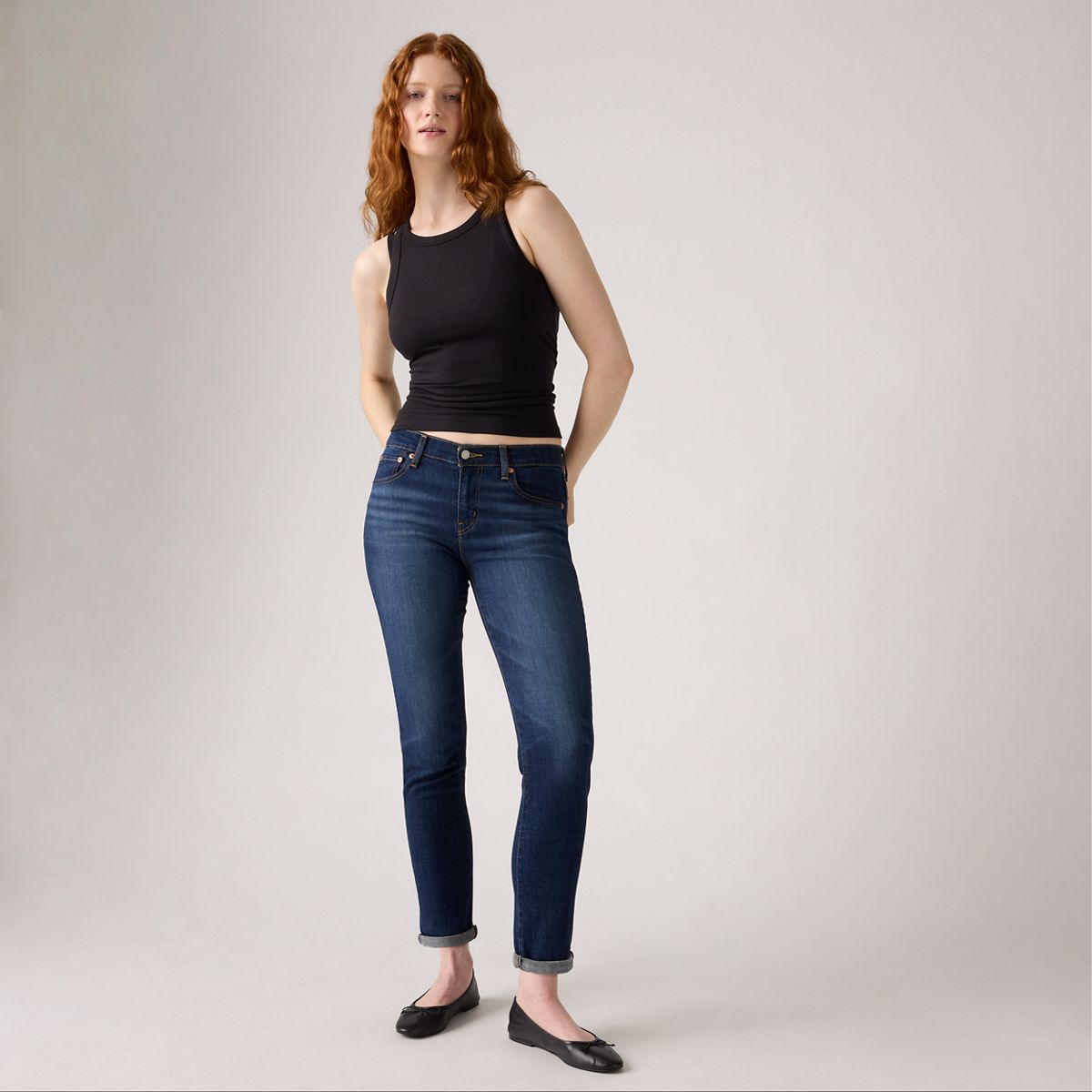 Boyfriend Mid Rise Women's Jeans — Cobalt Layer - Dark Wash