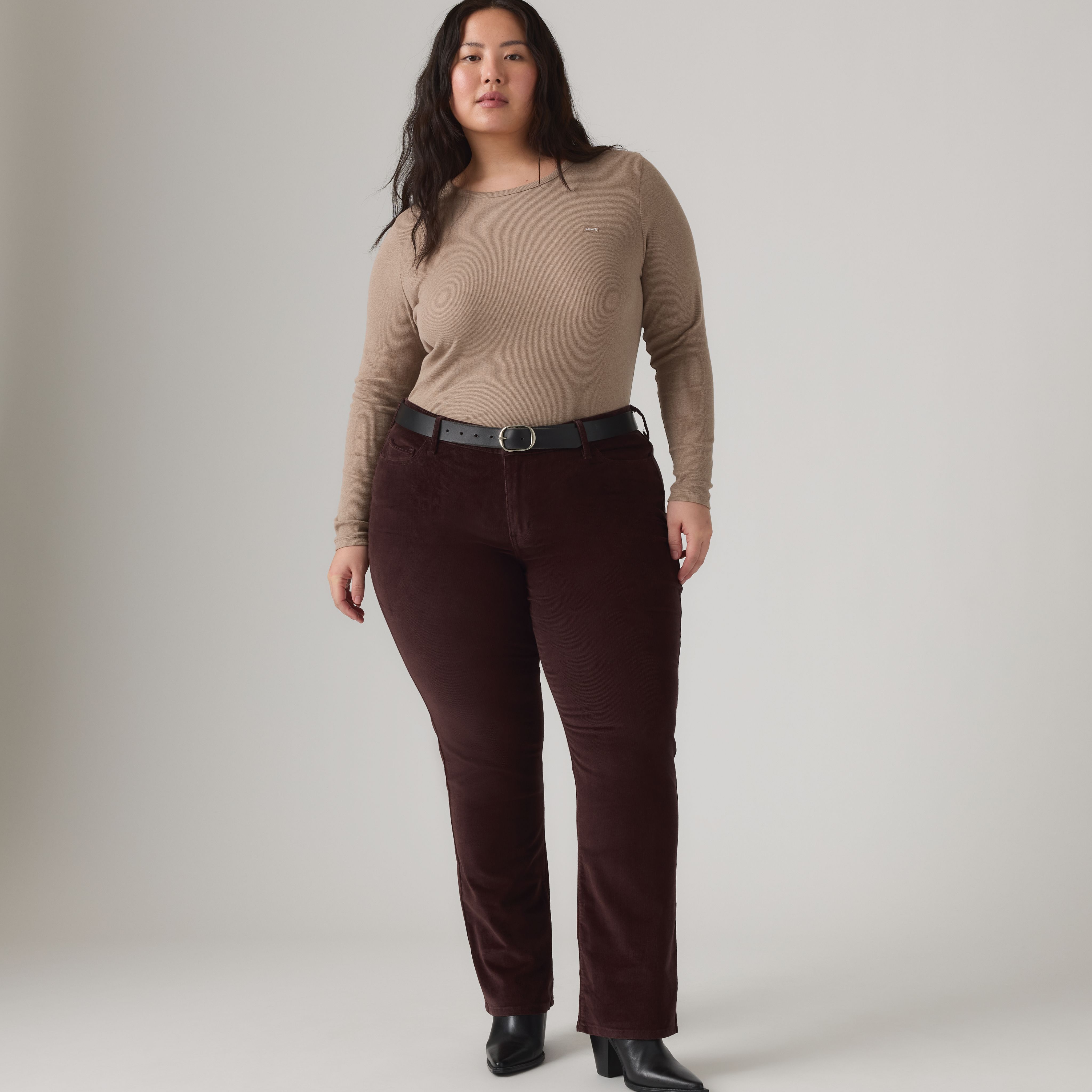 Classic Straight Corduroy  Women's Pants (Plus Size) 1