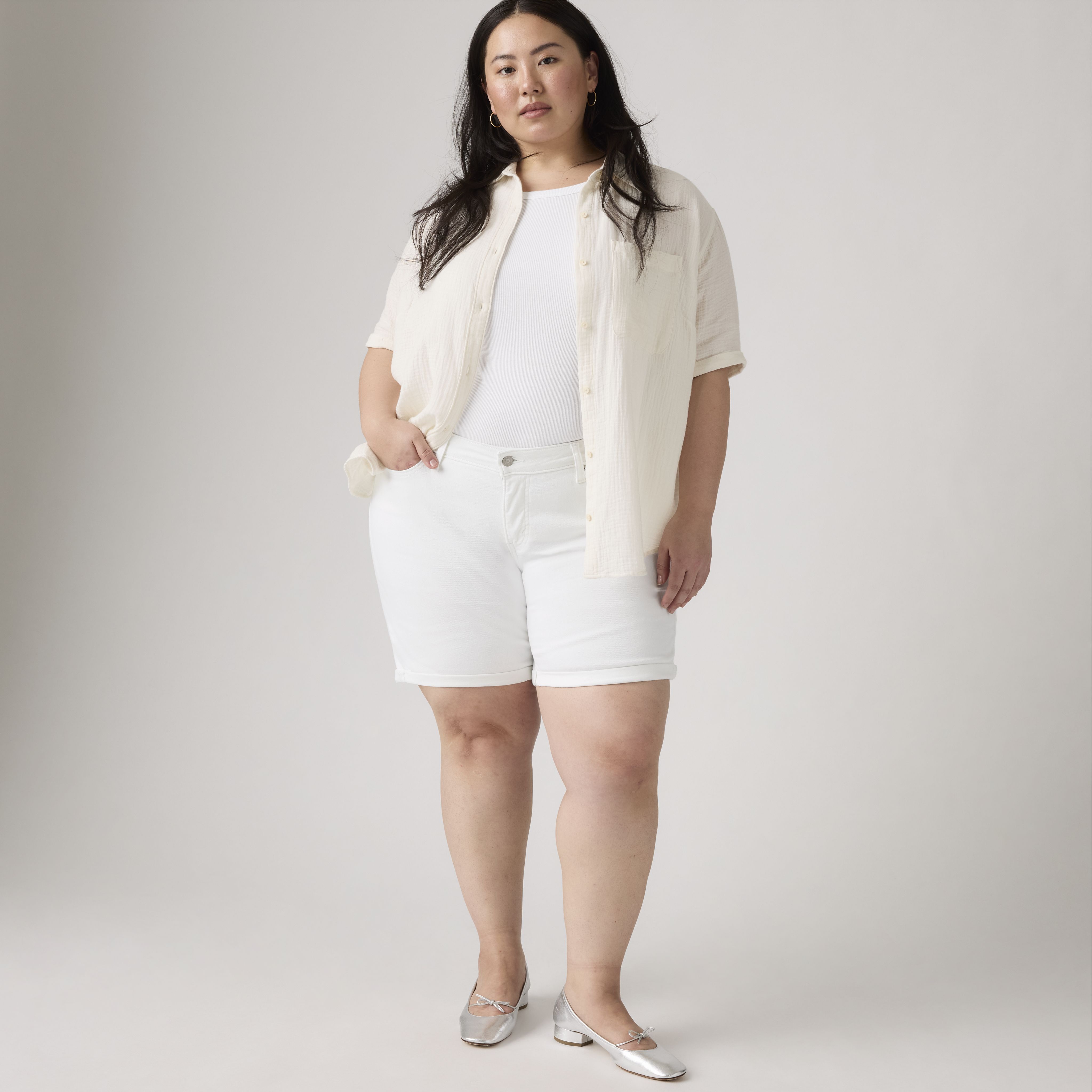 Mid Length Women's Shorts (Plus Size) 1