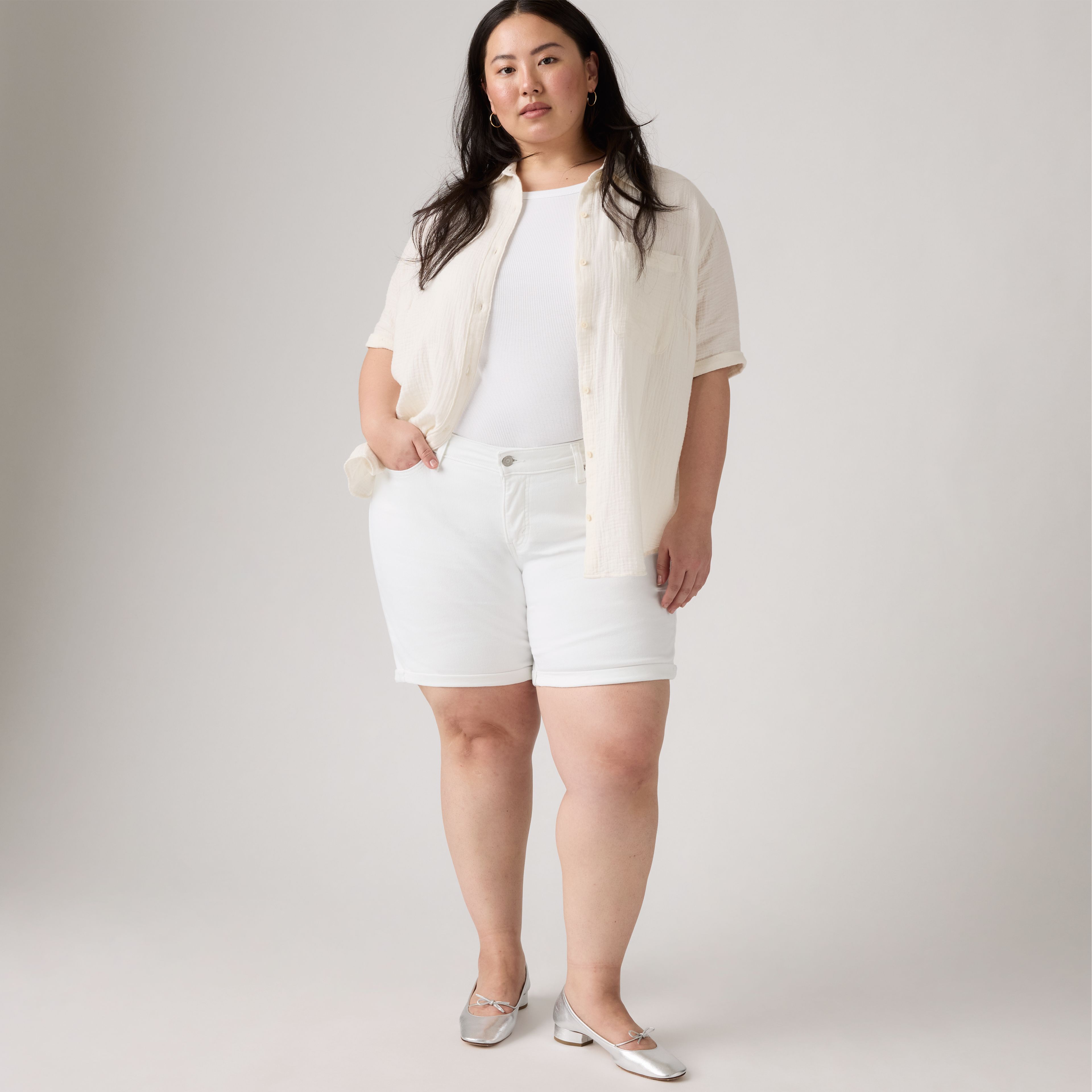 Mid Length Women's Shorts (Plus Size)