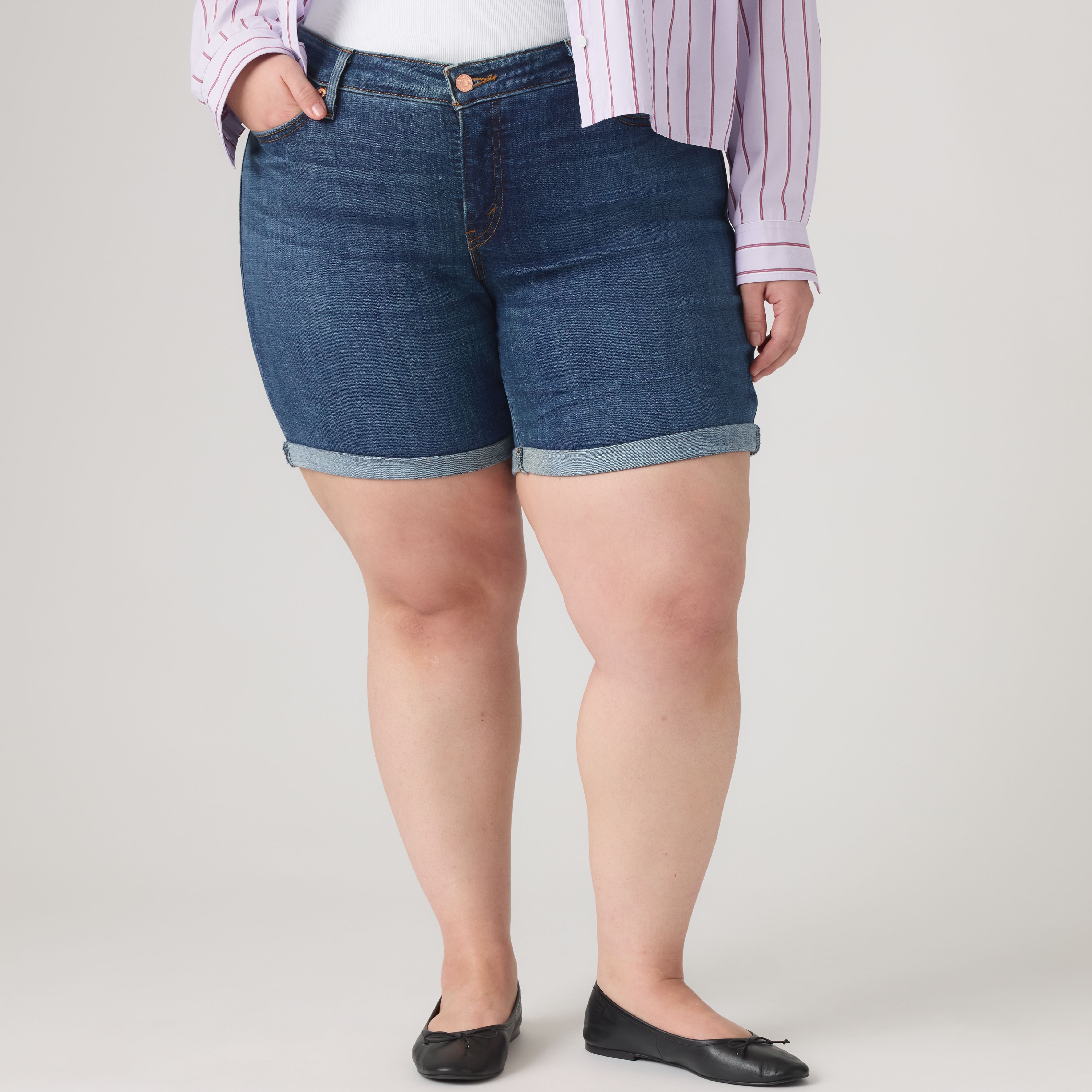 Mid Length Women's Shorts (Plus Size) 2